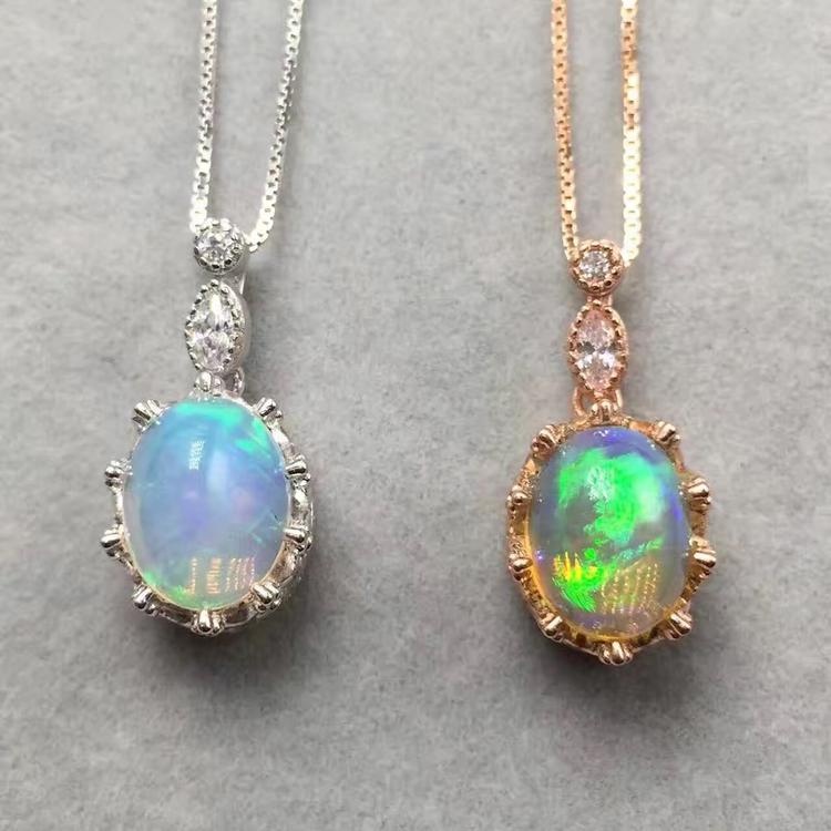 Wholesale 925 Sterling Silver Colourful Round Opal Stone Jewelry Pendants