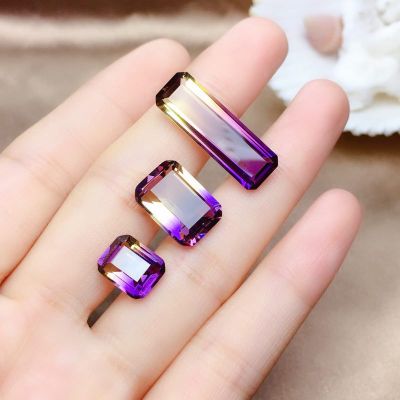 Wholesale  Certified Synthetic Yellow Quartz Ametrine Jewelry Loose Octagon Star Gemstones 9mm Lab Created Puple Yellow