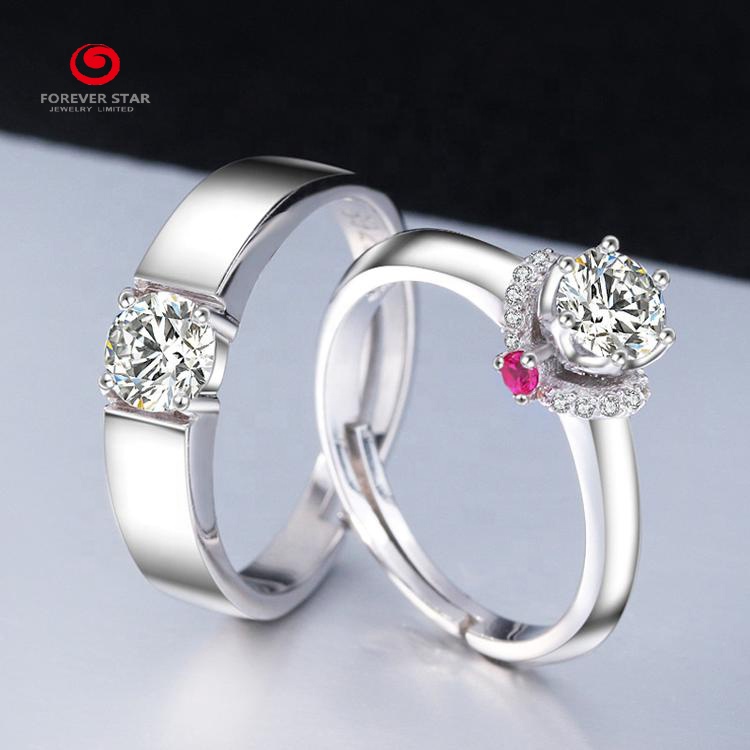 Hot Sale 14K White Gold Crown Couple Rings Men and Women Wedding Moissanite Diamond Rings