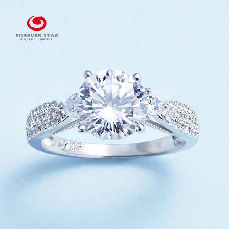 Wholesale Star Bright Jewelry 925 Sterling Silver 4 Claws Setting 1ct Moissanite Engagement Rings