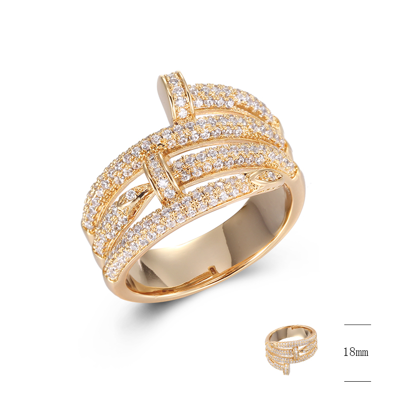Wholesale Fashion Iced Out Zirconia 925 Sterling Silver Jewelry Women's Finger Nail Ring