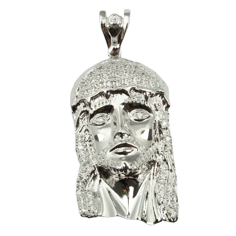 Hip Hop Iced Out Jesus Face Head Pendant 925 Silver Brass 18K Gold Plated Jesus Pendant