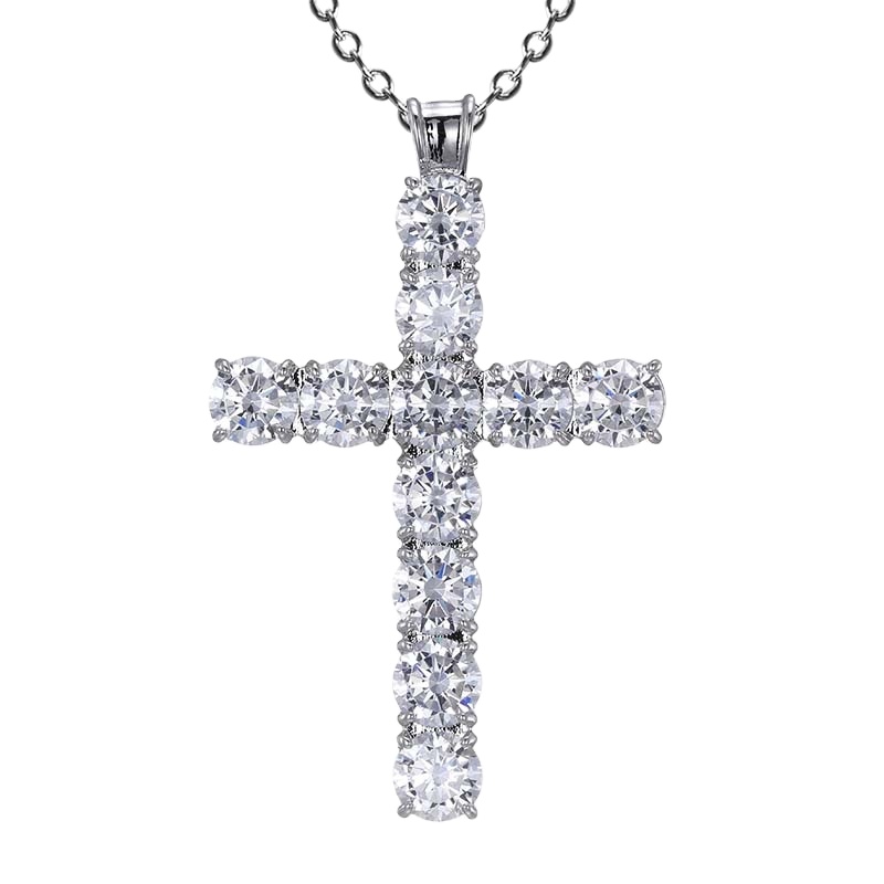 Christmas Gifts Hip Hop Jewelry Iced Out Silver Cross Pendant with White Bling CZ
