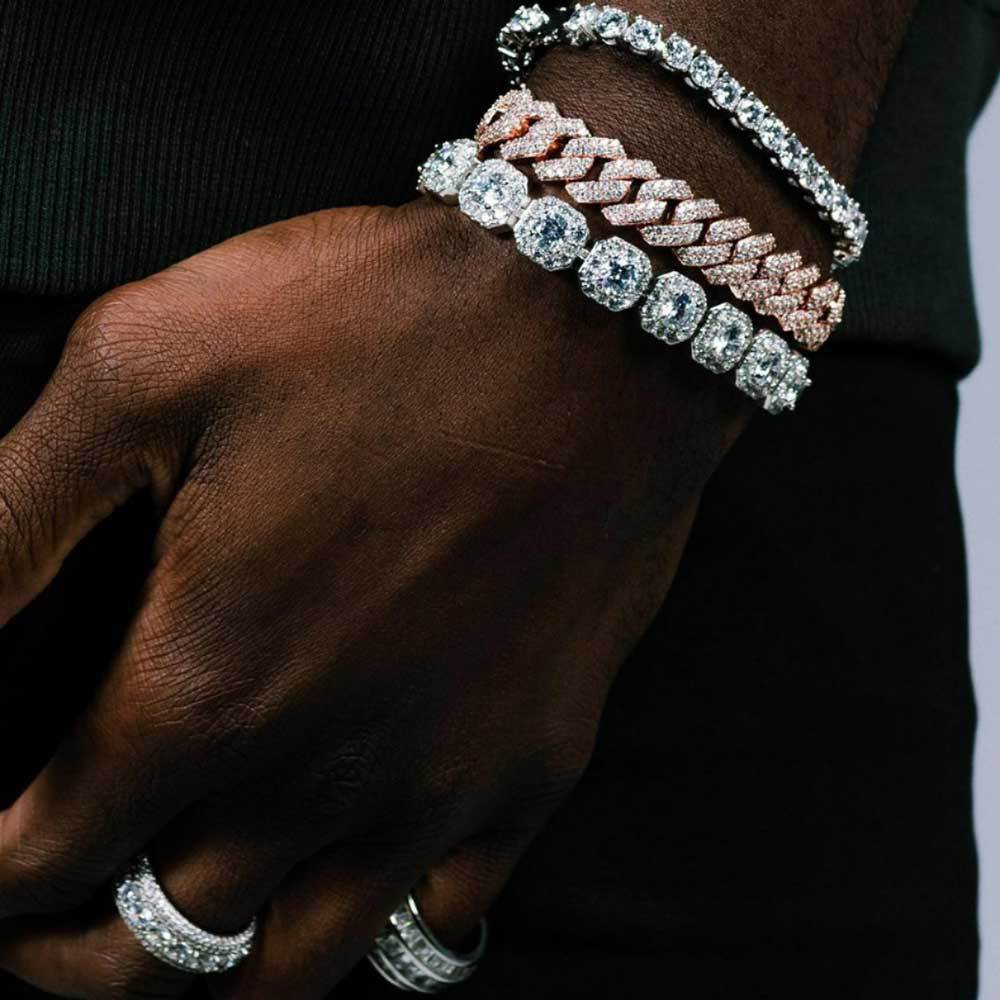 Luxury Jewelry Men's Woman Cubic Zircon Square Chain Diamond Tennis Bracelet Tennis Hand Chain HipHop Sugar Bracelet