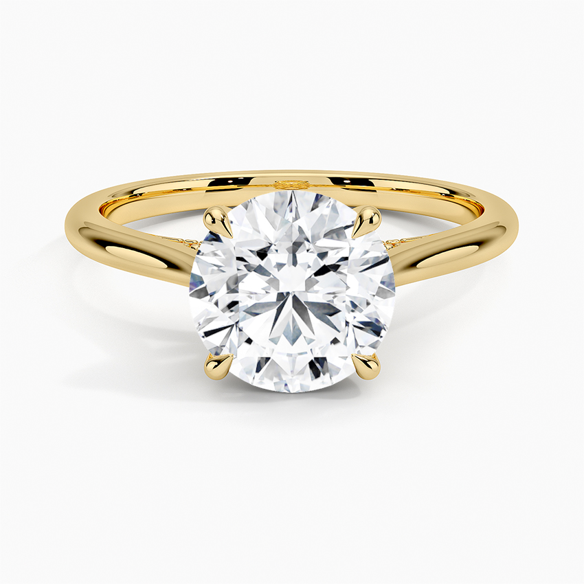 Solitaire Design Real Gold Lab Created Diamond Ring Engagement Wedding Fashion Rings