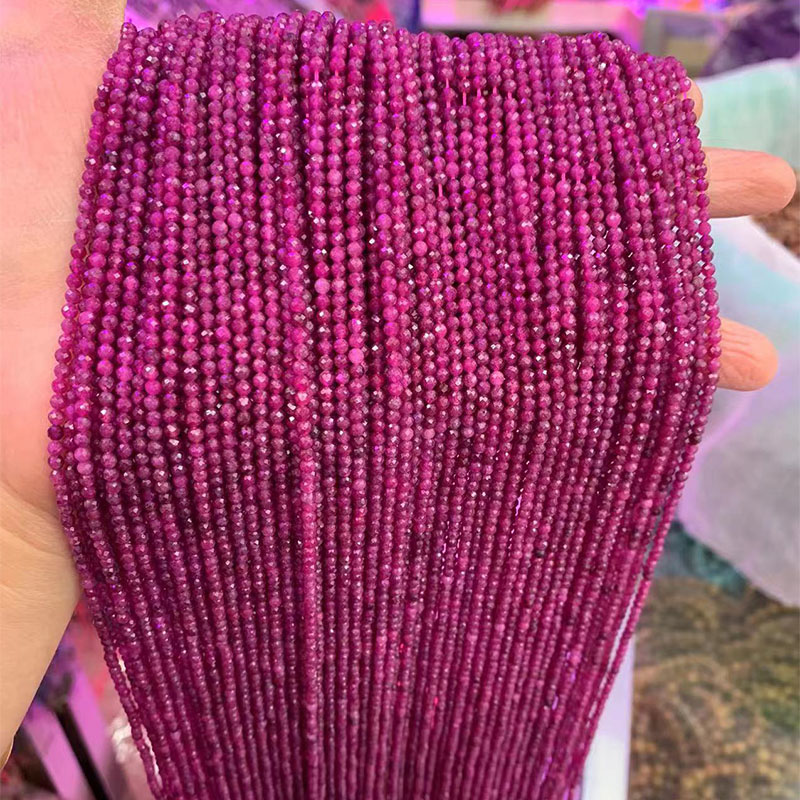 Red Ruby Natural Gemstone Beads Round 2-5mm Faceted Cutting Loose Gems Jewelry Making Forever Star Third Party Appraisal