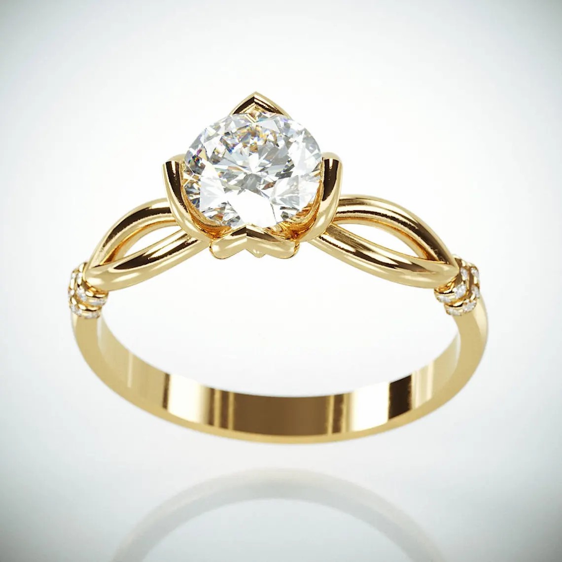 Fashion 10 K Real Gold Jewelry with Lab Grown Diamond Rings  Ring
