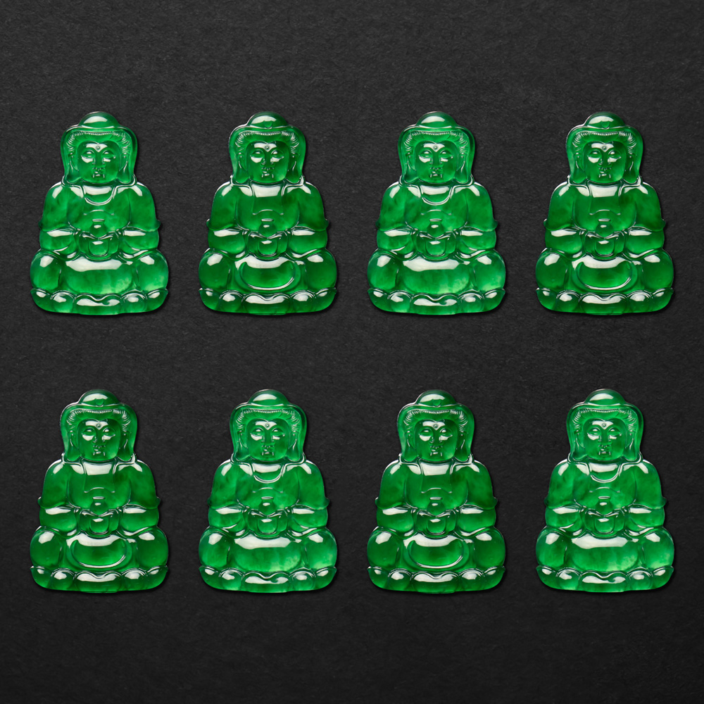 Ice Jadeite Sculpture Certified Grade a Natural Green Jadeite Top Quality Avalokitesvara Jadeite