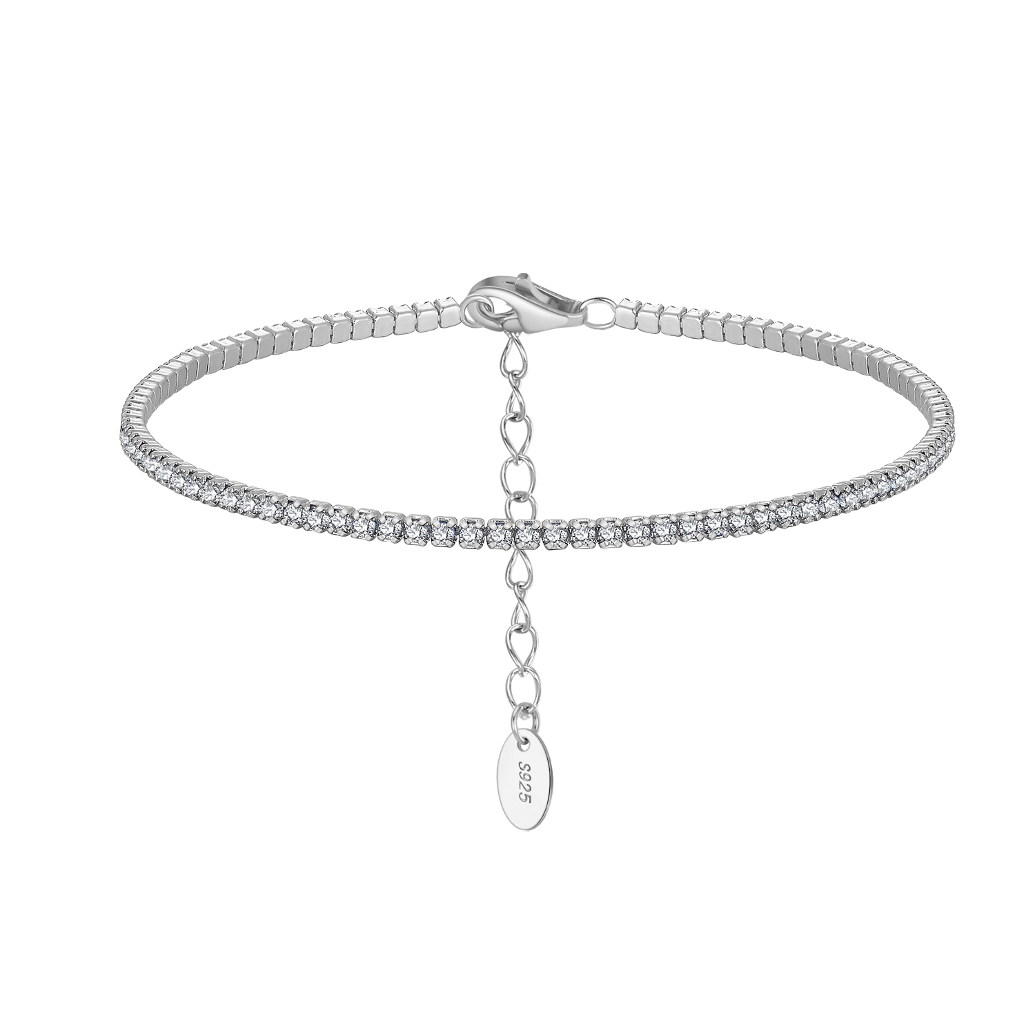 Adjustable 925 Silver Tennis Bracelet with CZ Cubic Zirconia New Designs Trendy Style for Wedding or Gift