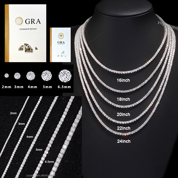 Fine Jewelry Custom Tennis Chains 925 Sterling Silver Black Tennis Chain with Iced Out Tennis Chain