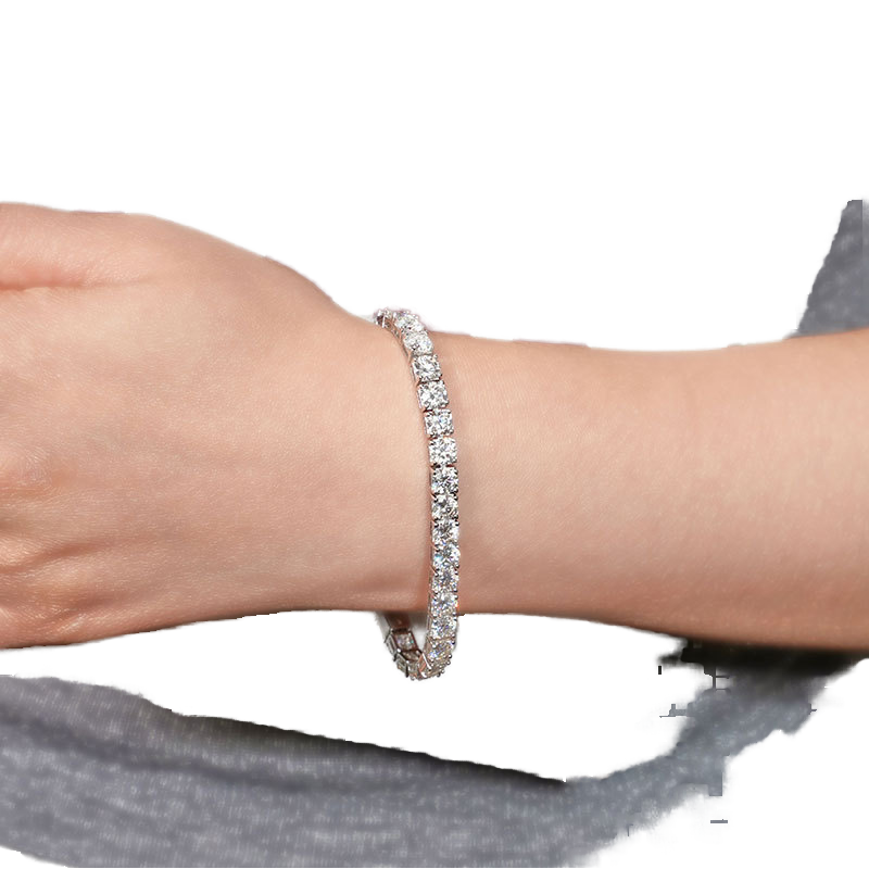 925 Sterling Silver Tennis Chain Bracelet for Women & Men Round Cut 5A Cubic Zircon & Moissanite Elegant Necklace & Bangle Set
