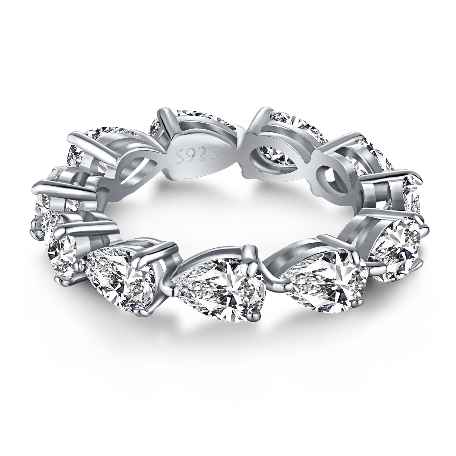 925 Sterling Silver Elegant Chunky Wedding Rings for Women Fashionable Simple Double Layered CZ 5A for Parties