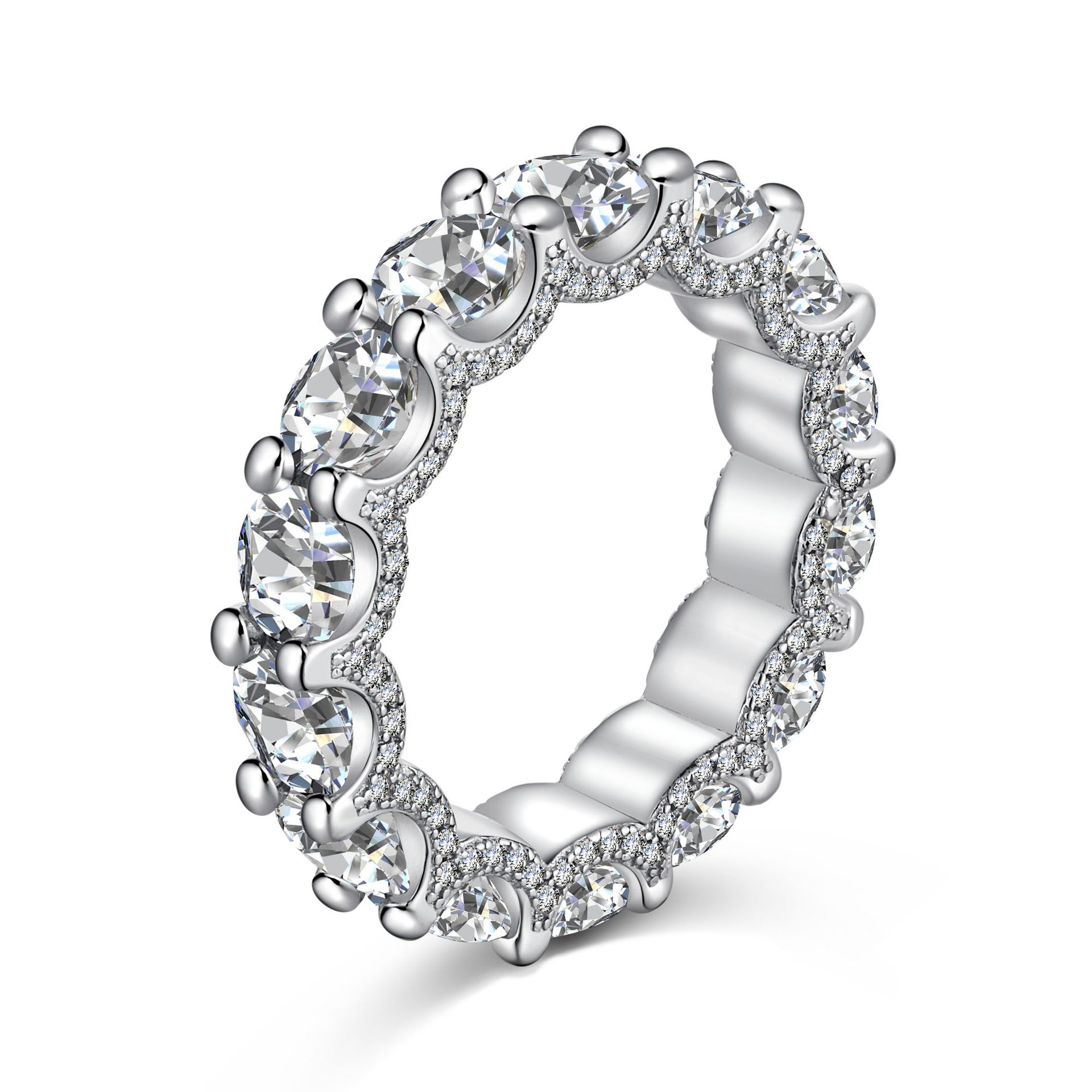 High Quality Round Diamond Moissanite Eternity Ring Engagement Wedding Ring 14k White Gold Rings Jewelry Women