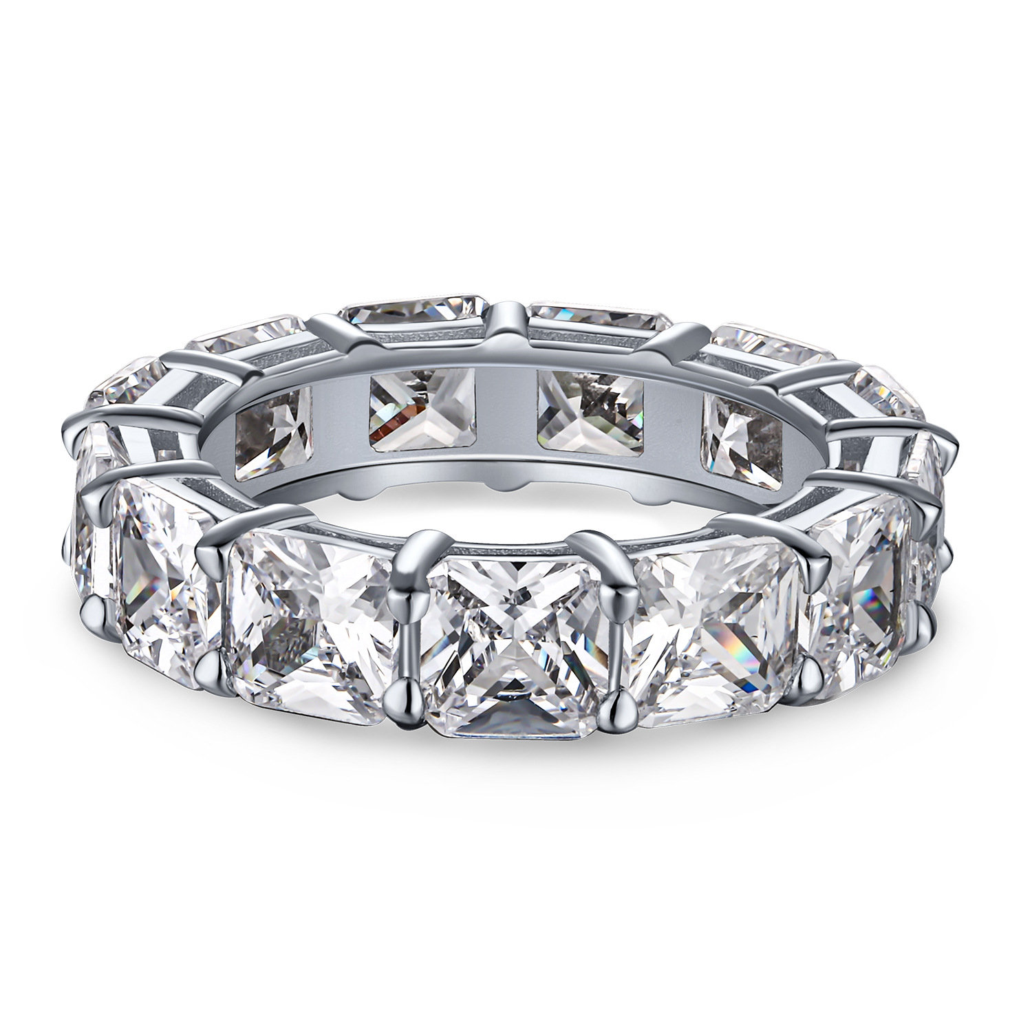 Custom S925 Sterling Silver Wedding Ring for Women White Zircon Design Temperament Style for Parties Handcrafted Fashion Jewelry