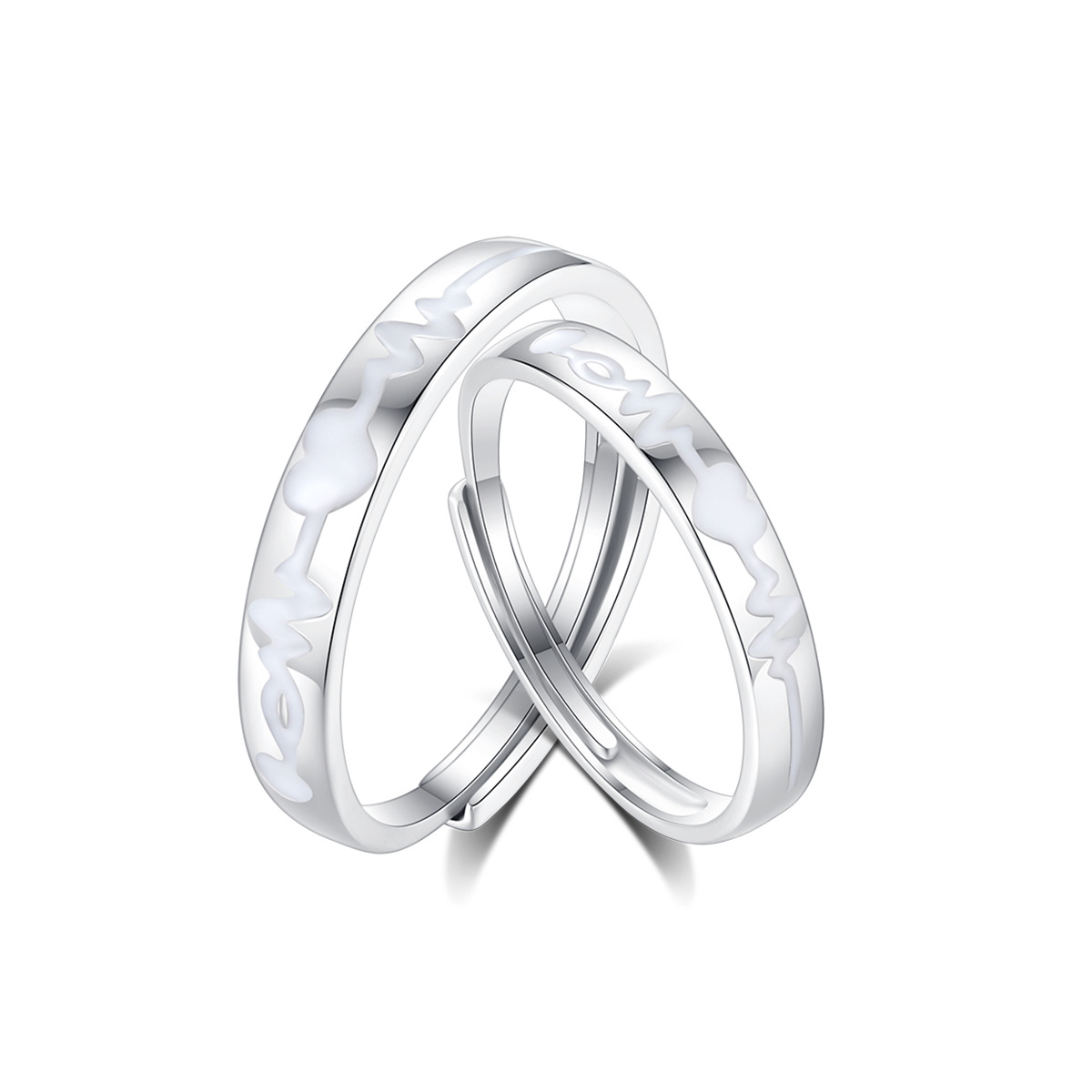 Heartbeat Couple Fluorescent Ring All Match S925 Sterling Silver Premium Sense Opening Jewelry Glow for Weddings Parties