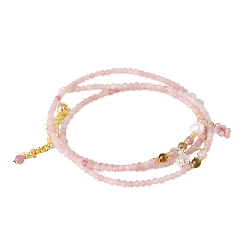 Wholesale Trendy High-end Sterling Silver Pink Tourmaline Custom Women's Beaded Necklace for Wedding and Gift