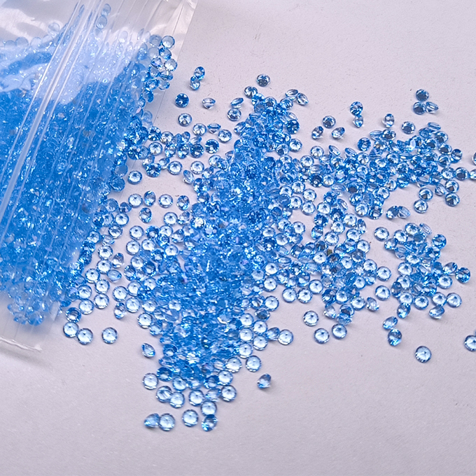 Hot Sales Small Size Round Loose Gemstones Cheap Natural Stone Roasted Swiss Blue Topaz