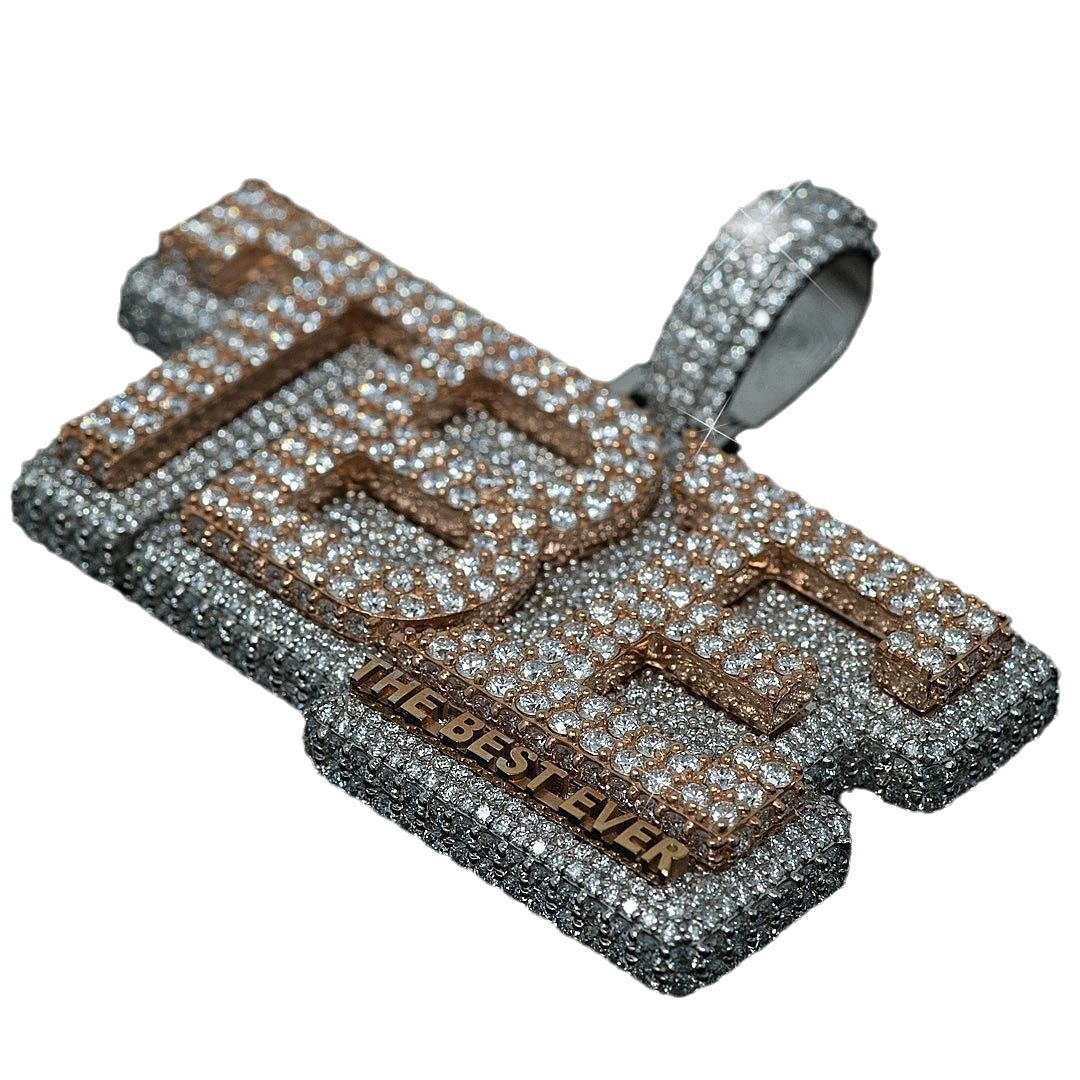 Hip-hop Trendsetter Alphanumeric Sterling Silver Platinum Plated for Certified Pendant Inlaid Moissanite Customization Hot