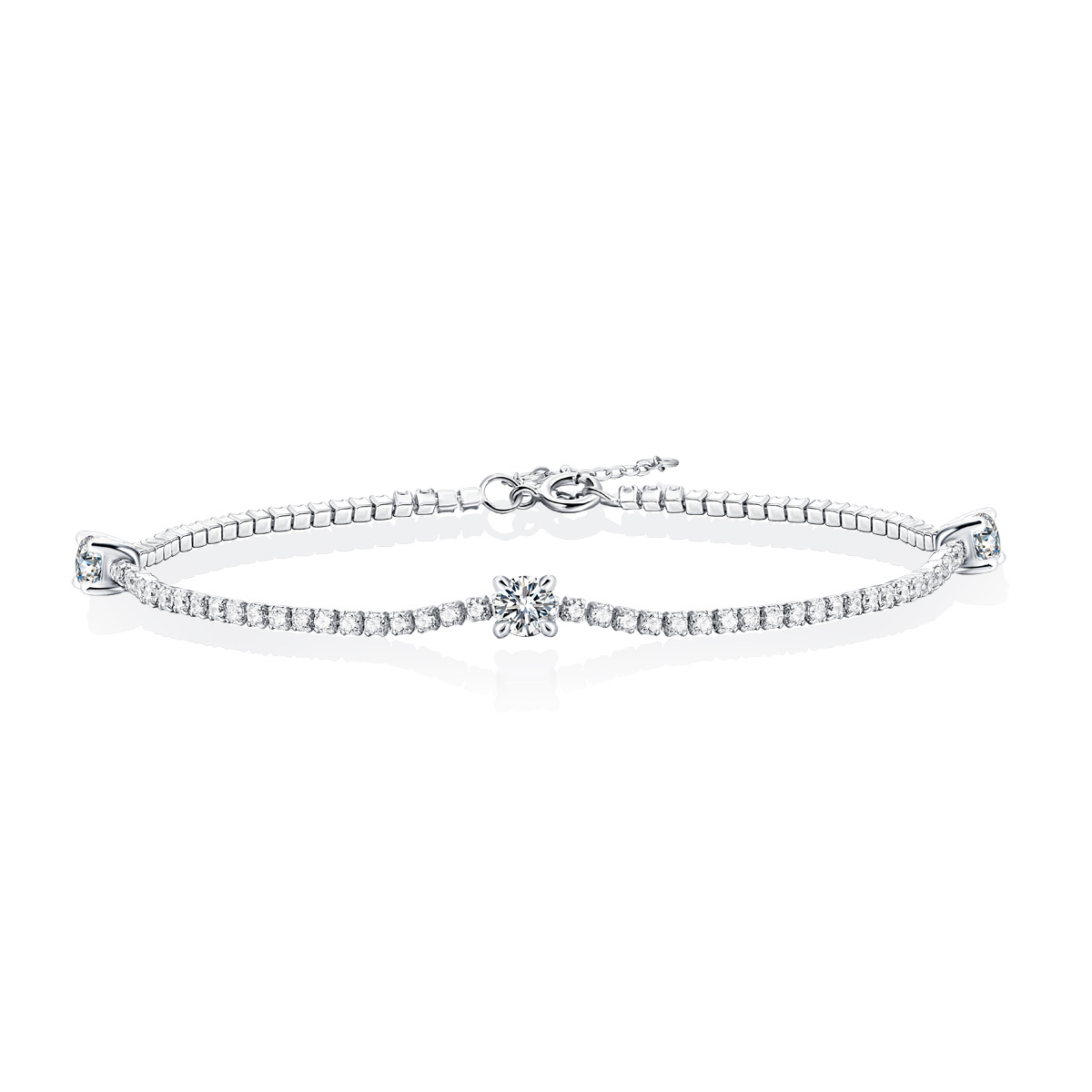 S925 Silver Set Moissanite Moonlight Interwoven Charm Bracelets with Platinum Plating Trendy Style