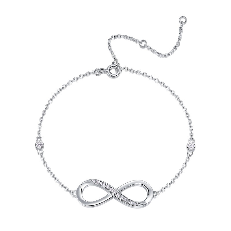 Wholesale S925 Silver Cross-Border Bracelet Trendy round Brilliant Cut Moissanite Rhodium Plated for Gifts Parties Hot Selling