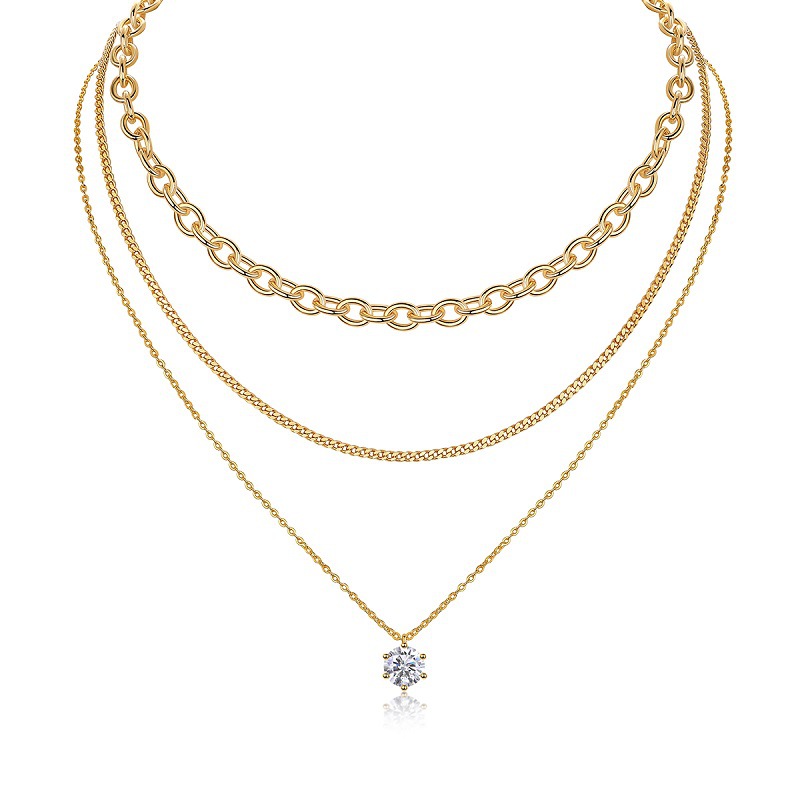 Luxury High-End 925 Sterling Silver Clavicle Chain Diamond Golden Light Moissanite Gold Plating Fine Necklaces