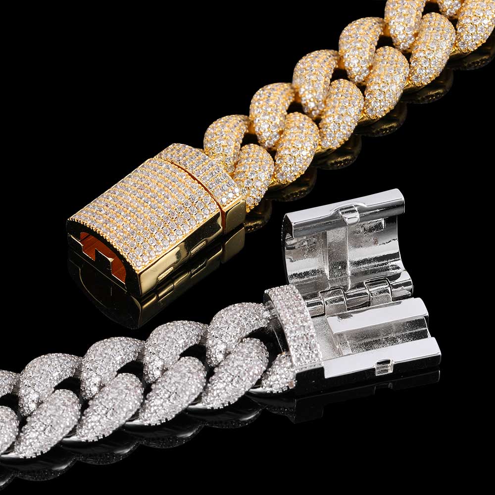 14MM Five-Row Moissanite Link Chain IGI Certified Hip Hop Cuban Necklace with Flap Clasp Gifts