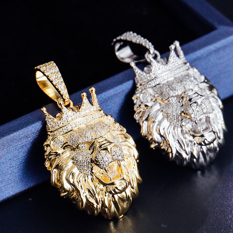 Hip Hop 18K 14K 10K Yellow Gold Moissanite Diamond Pendant with Tiger Graphics 925Silver Iced Link Chain for Engagement