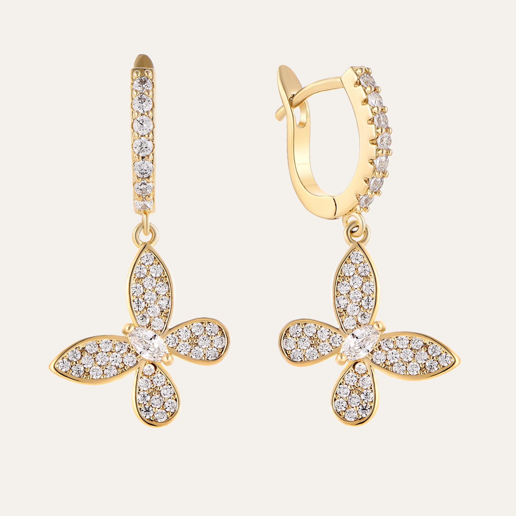 Wholesale 925 Sterling Silver Custom Jewelry for Women 18K Gold Plated Starburst Butterfly Huggie Earrings Moissanite Earings