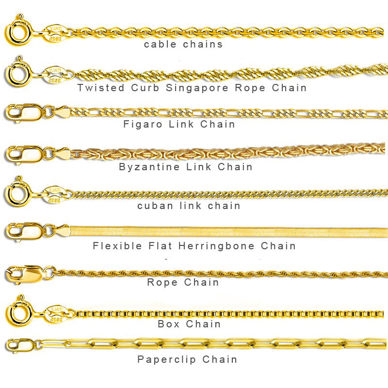 Wholesale Bulk 925 Silver Chains Gold Plated 14K 18K Necklaces Unisex Jewelry for Gifts