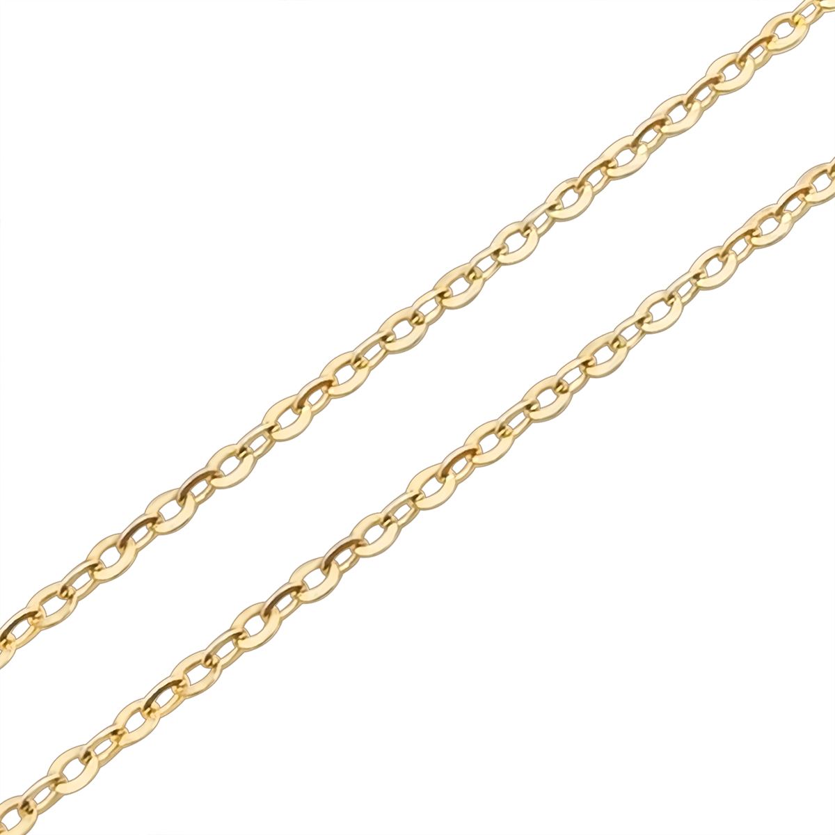 Wholesale 18K Yellow Gold Solid Chain Necklace for Women Thin Flat Cable 9K 14K 18K Tiny Chain Link Jewelry Gift