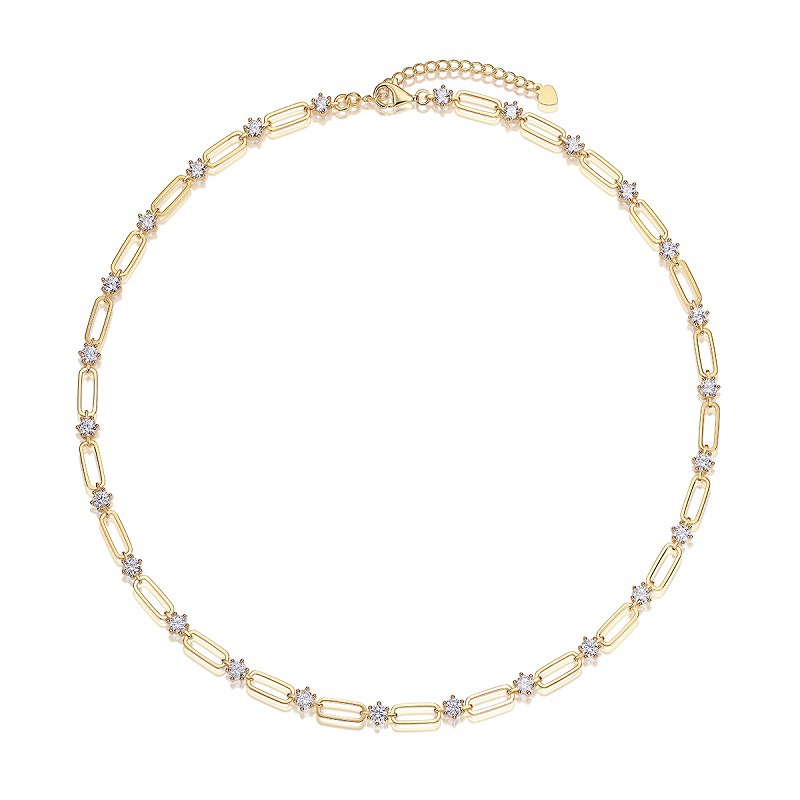 Wholesale 925 Sterling Silver & 14K/18K Gold Plated Women's Paperclip Bracelet with Zirconia for Gift Occasions