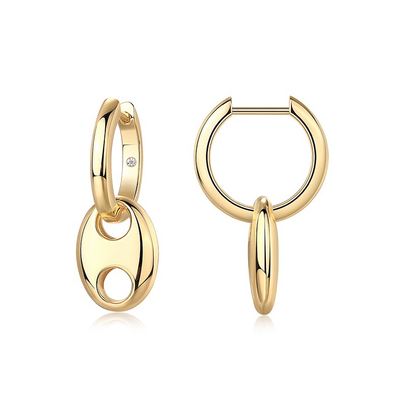 925 Silver 18K Gold Plated Moissanite Pendant Earrings Anti-Allergic Pig Nose Pendant Hoop Earring Trendy Style Direct Supplier