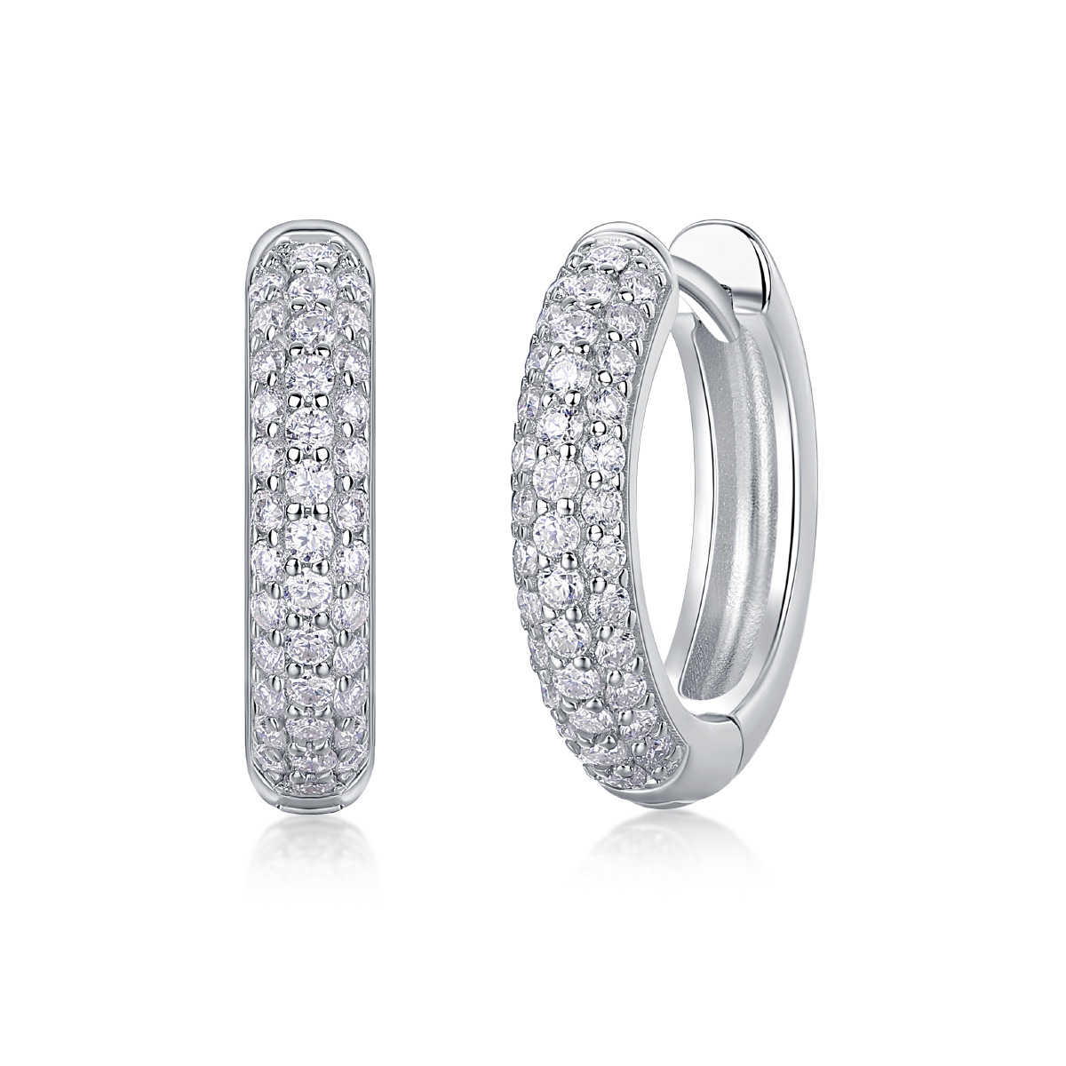 Fine Fashion 925 Silver Hoop Earrings Gold Plated with Pave D Color VVS Moissanite 18K for Men and Women