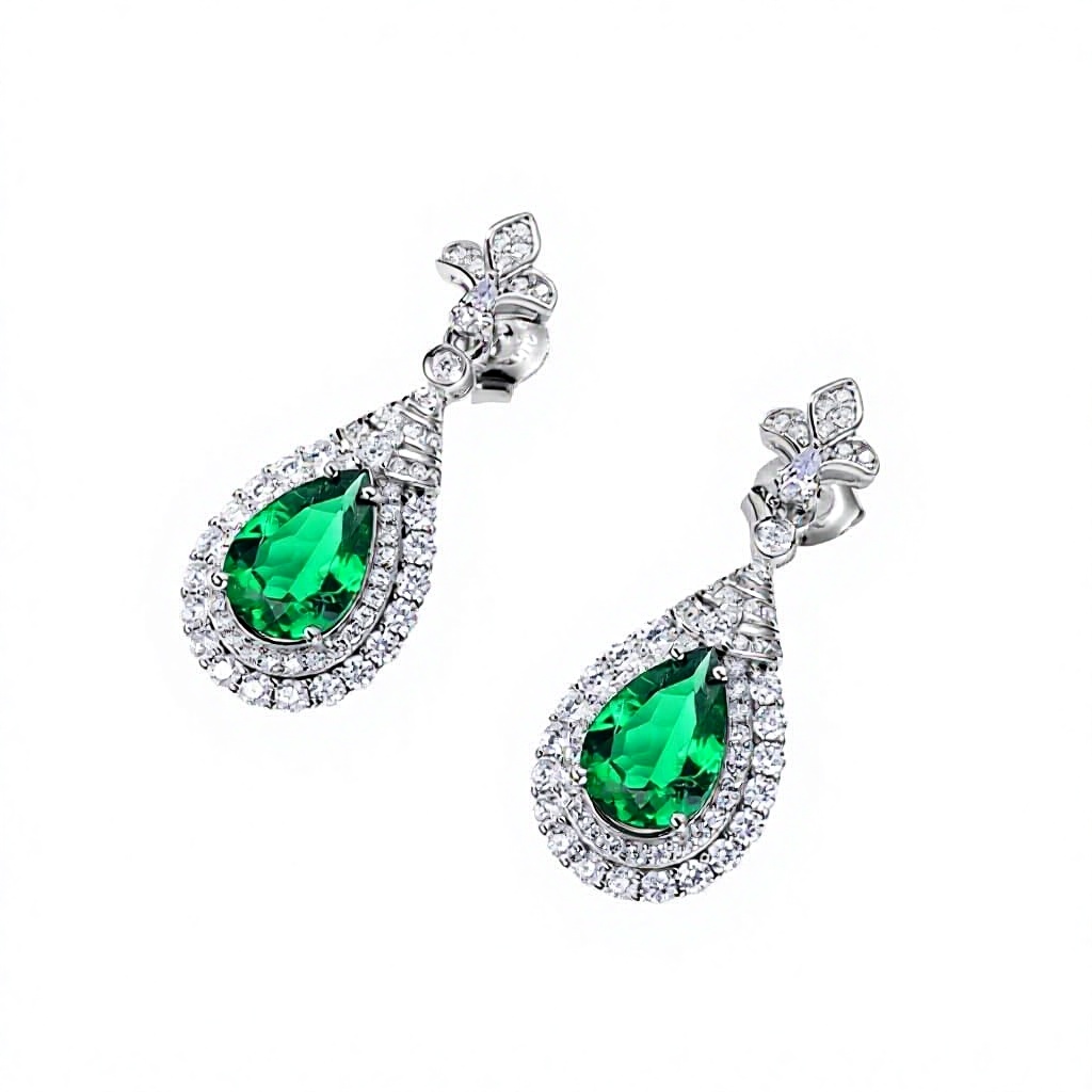 Teardrop-Shaped Crystal Rhinestone Drop Earrings 925 Sterling Silver Luxury Dangle Earrings for Women Wedding Party Gift Jewelry