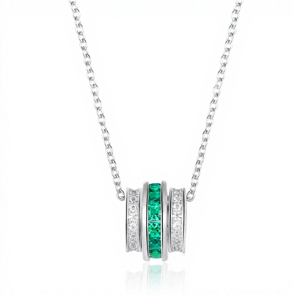 Emerald Cut Pendant Necklace 925 Silver Luxury Link Chain Geometric Women's Jewelry for Engagement Wedding Party Gift