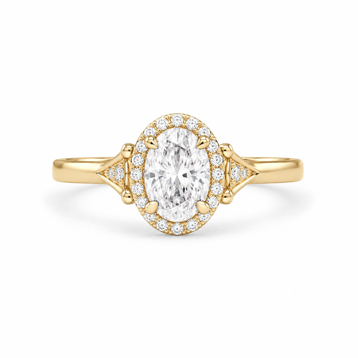 IGI Certified Lab Grown Diamond Ring Oval Cut 18K Gold Halo Vintage Engagement Wedding Ring for Women