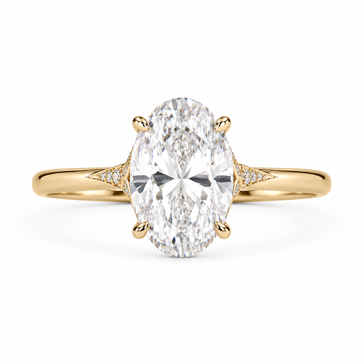 Lab Grown Diamond Ring 18K Yellow Gold Oval Cut Prong Set Engagement Wedding Ring Gift for Her