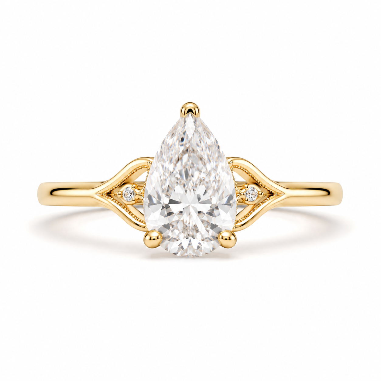 For Certified Lab Grown Diamond Classic Pear Cut 18K Gold Engagement Ring for Women Gift