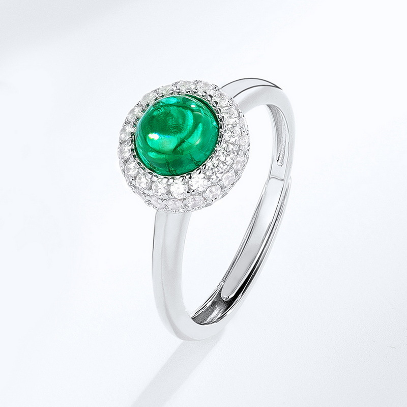 Fashion Green Emerald Engagement Ring 925 Silver Gold Plated Emerald Cut Lab Grown Diamond Certified Classic Bar Design OEM Gift