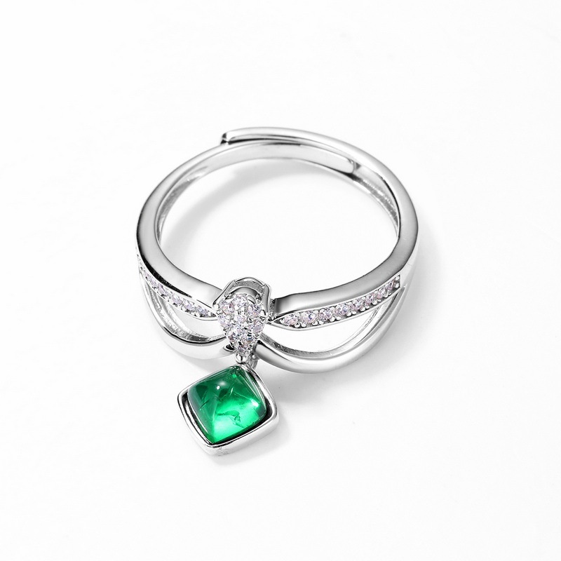 Emerald Cut Lab Grown Diamond 925 Silver Classic Gift Ring Four Prong Setting Pave Women's Jewelry