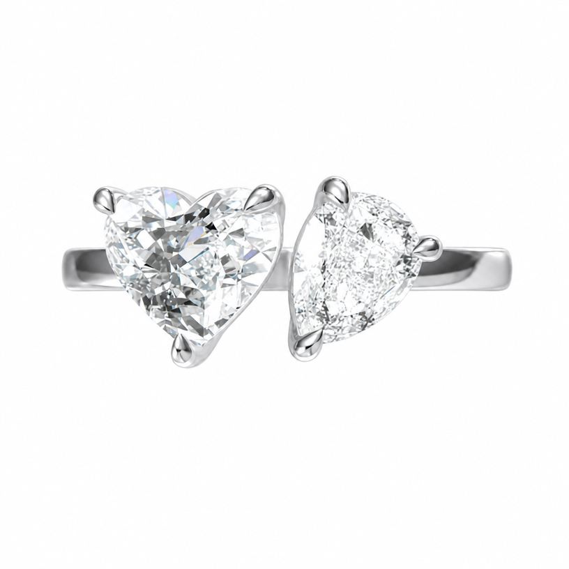 14K Gold Lab Grown Diamond Classic Heart Cut Engagement Wedding Ring with Halo Setting for Women Gift