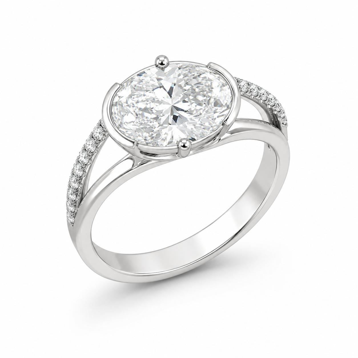 14K Gold Lab Grown Diamond Oval Prong Setting Solitaire Engagement Ring for Women Gift Option with Gemstone Certificate