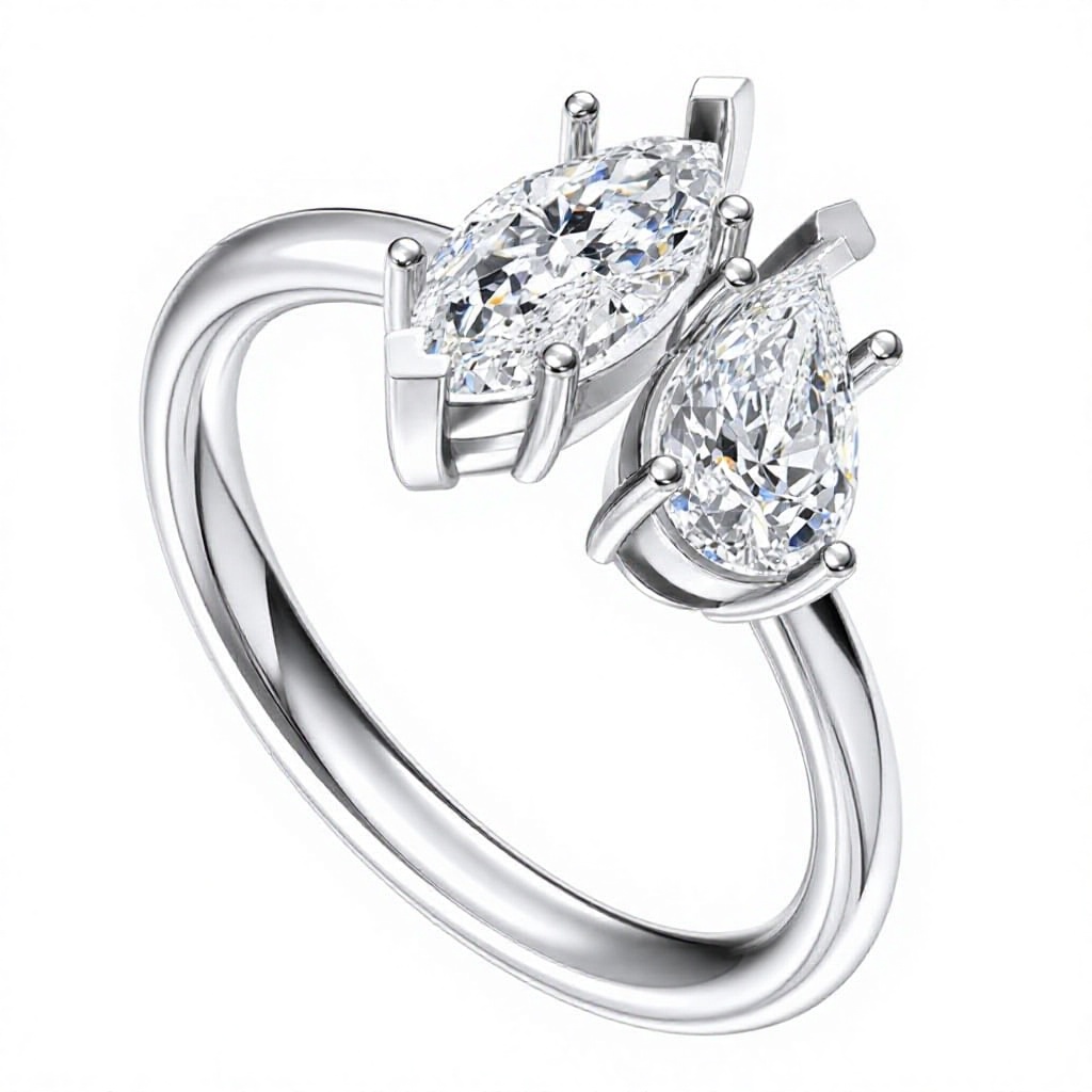 14K Gold Horse's Eye Lab Grown Diamond Ring Lab Created Diamond Engagement Ring Marquise Lab Diamond Rings for Women