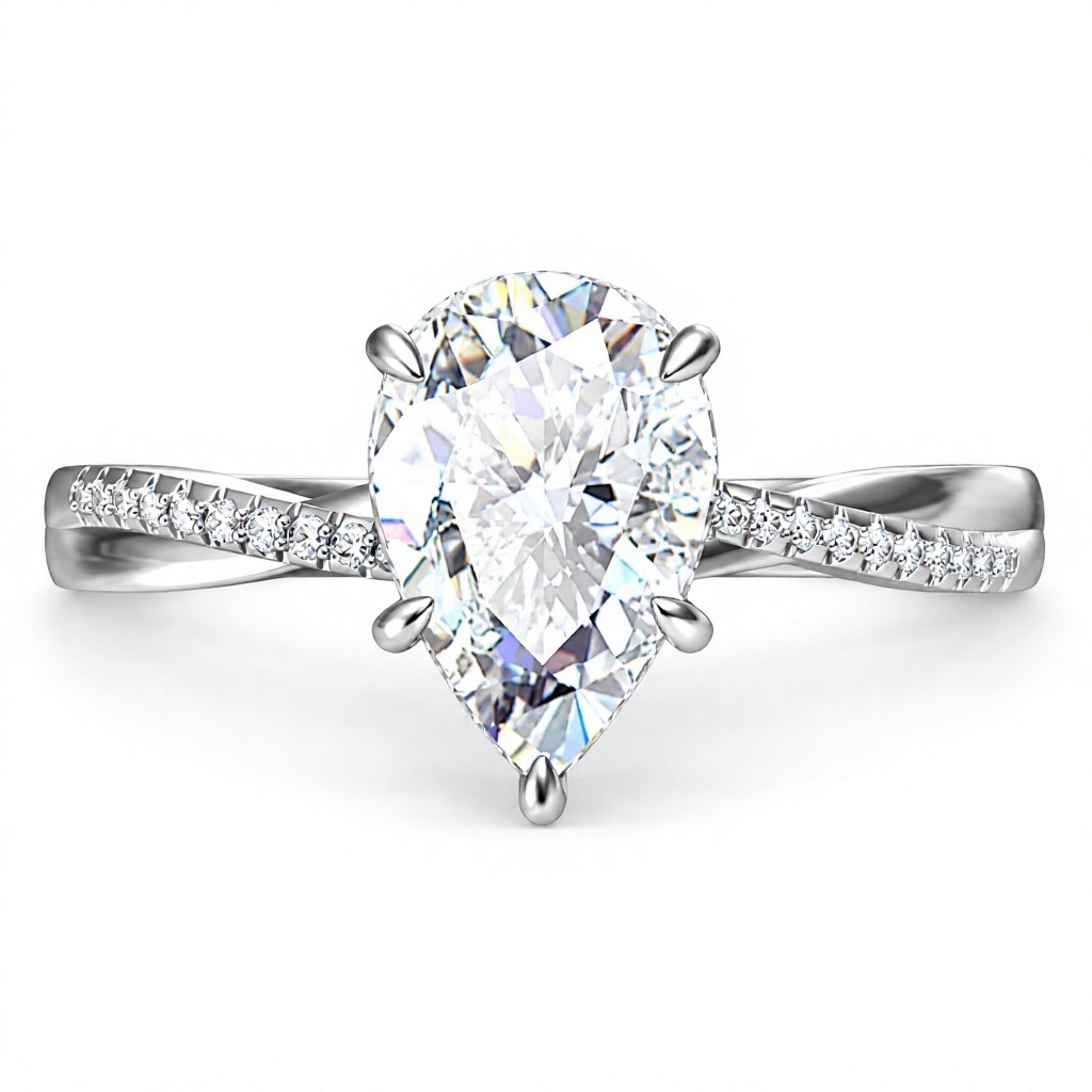 14K Gold Pear Cut Lab Grown Diamond Ring Pear Round Lab Created Diamond Engagement Ring Lab Diamond Rings for Women