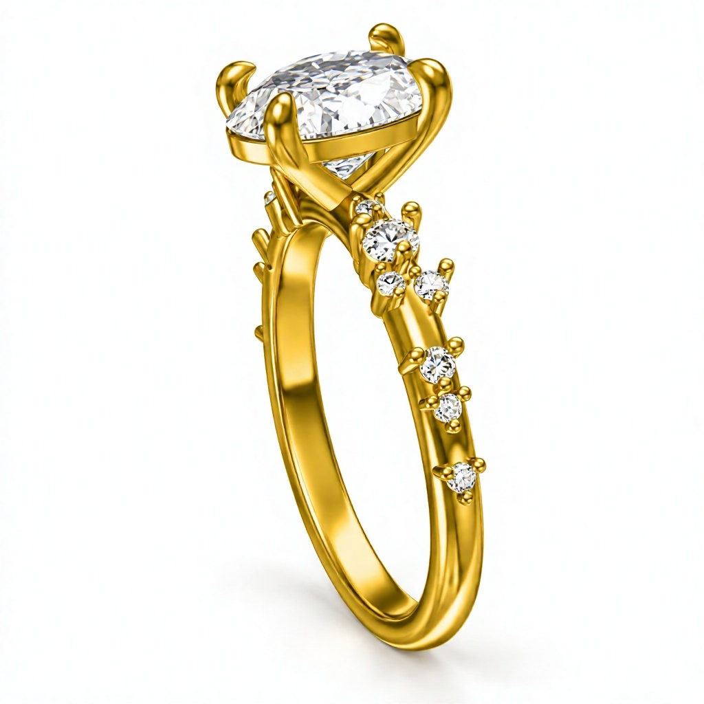 14K Gold Oval Cut Lab Grown Diamond Ring Oval Round Lab Created Diamond Engagement Ring Lab Diamond Rings for Women