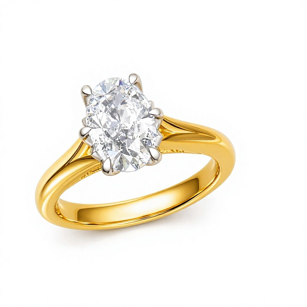 14K Gold Oval Cut Lab Grown Diamond Ring Oval Round Lab Created Diamond Engagement Ring Lab Diamond Rings for Women