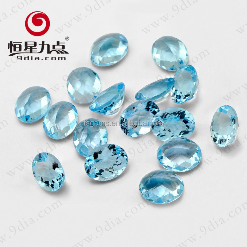 Wholesale Natural Sky Blue Topaz Gemstone Oval Cut for Sterling Silver Jewelry Loose Gemstones