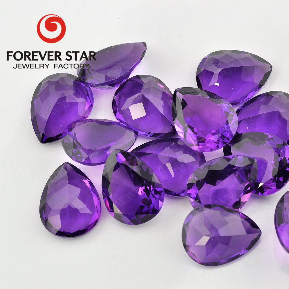 Large Pear Shape Created Amethyst Crystals Natural Quartz Gemstone Star-Shaped Stone Factory Price From Original Source