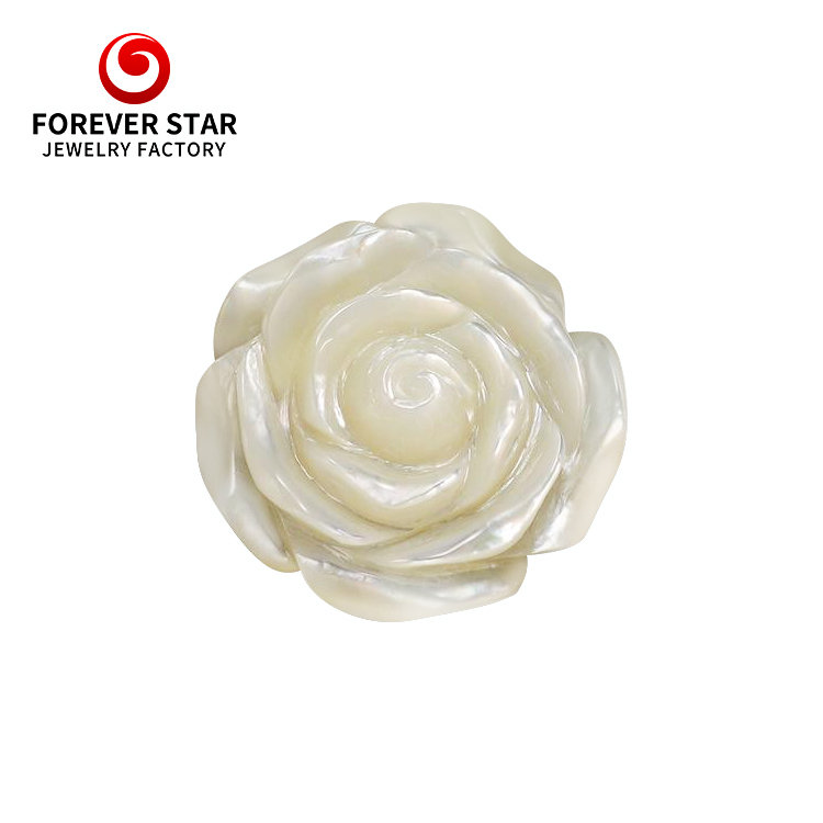Online Shop Factory Price  Big Size Fashion Accessories Mother of Pearl Oyster Carving Rose Flower