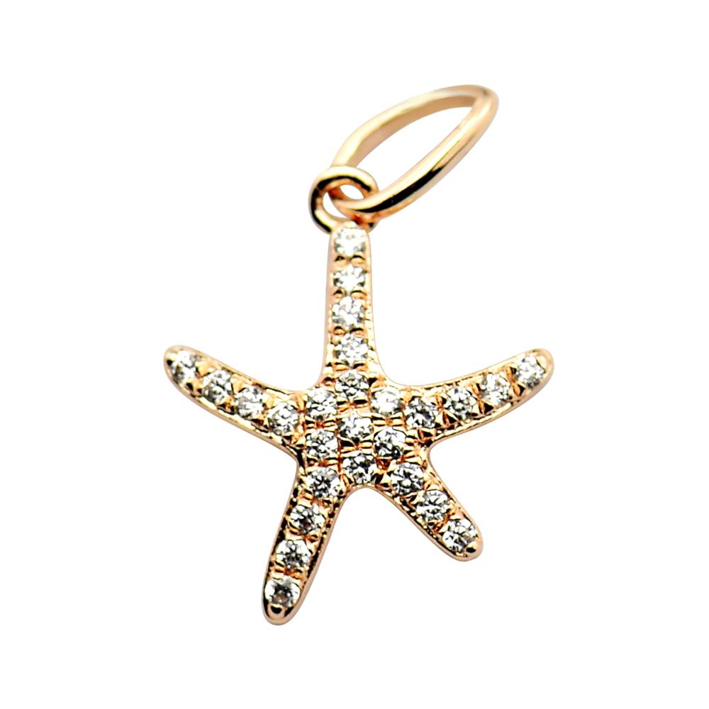 Low Low Price Fashionable 10K 14K 18K Diamond Gold Sea Animal Sea Star Light Charm Pendant for Woman Gift